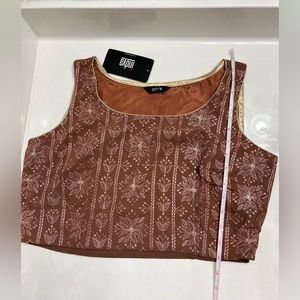 House of Indya Rose Pink Chikankari Crop Top